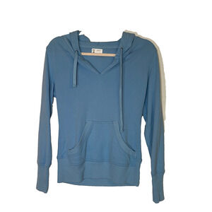 Alpine Design Pullover Hoodie Womens Sz M Blue Fitted Pocket V-Neck Baselayer